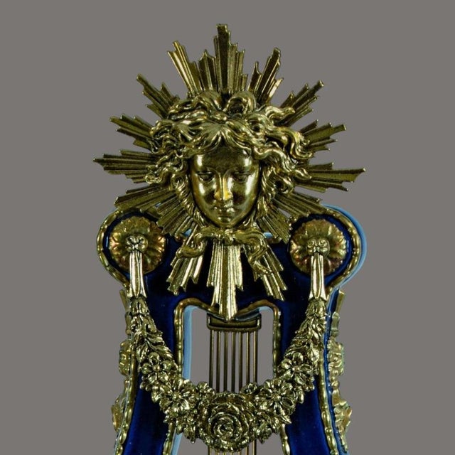 Marie Antoinette Cobalt Blue Porcelain Mantel Clock, 1970s For Sale - Image 15 of 18