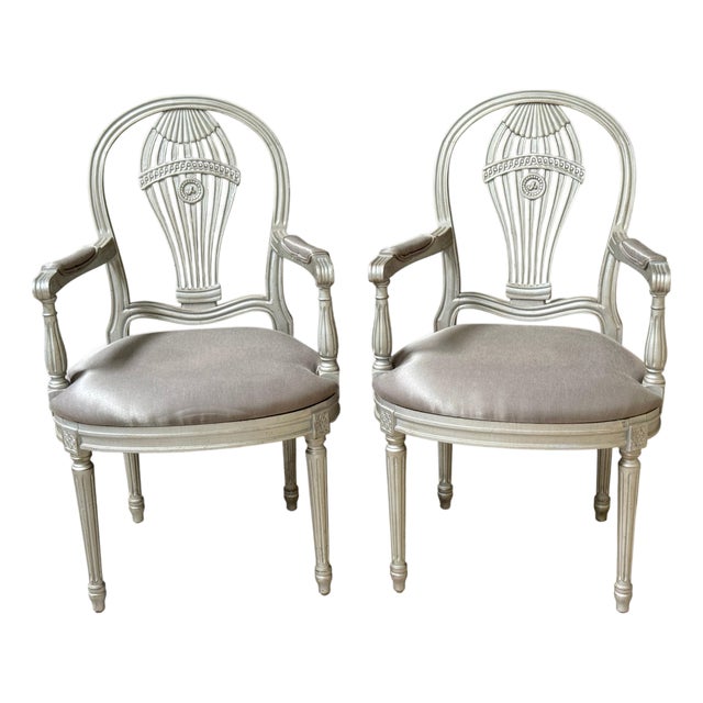Pair Maison Jansen Silverleaf 'Montgolfier' Hot-Air Balloon Arm Chairs For Sale