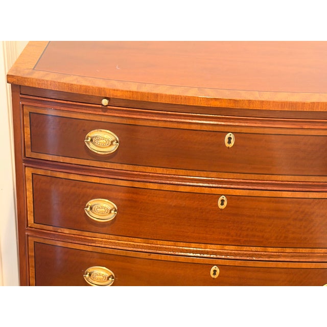 Baker Four Drawer Georgian Style Bowfront Chest For Sale - Image 10 of 12