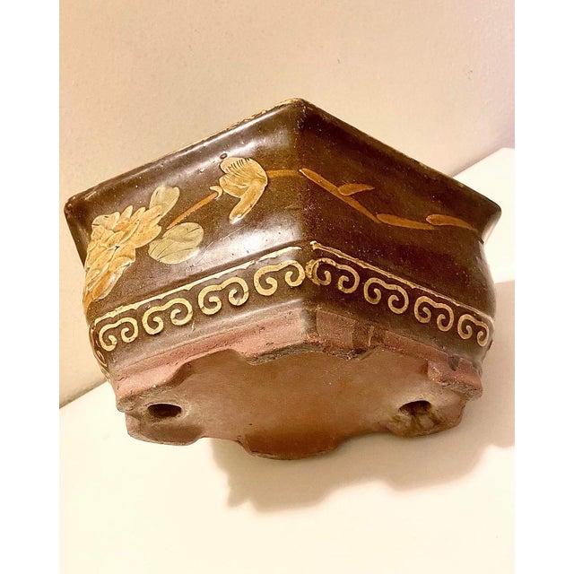 Mid-20th Century Yixing Zisha Pottery, Chinese Hexagonal, Glazed, Terracotta Planter For Sale - Image 9 of 9