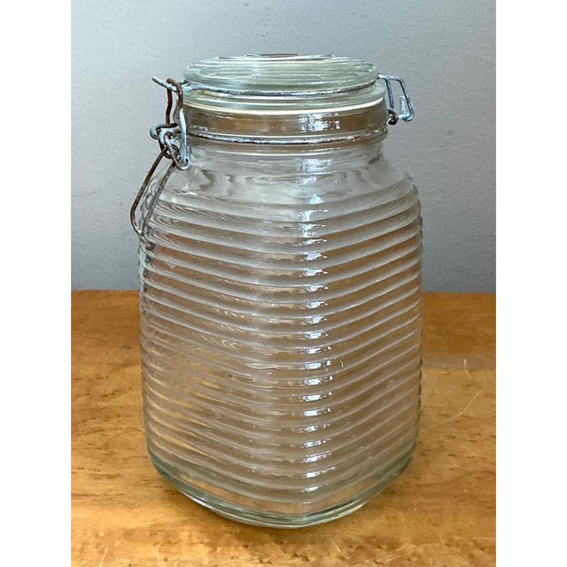 Vintage Ribbed Glass Storage Jar For Sale - Image 11 of 12