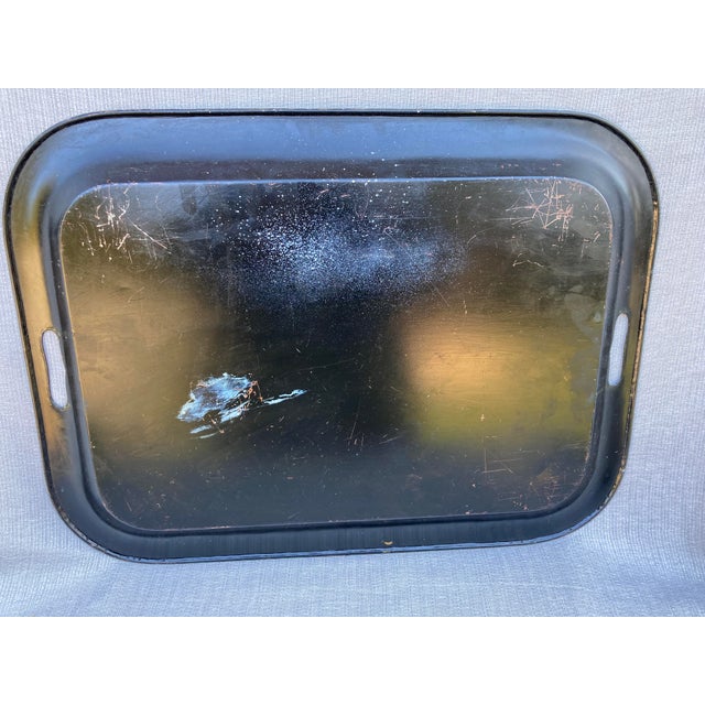 Antique Hand Painted Tole Serving Tray For Sale - Image 10 of 12