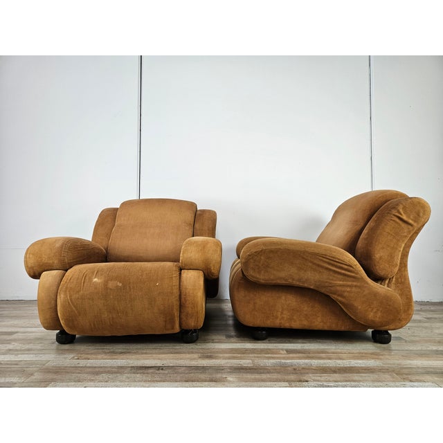 Large Fabric Lounge Chairs, 1970, Set of 2 For Sale - Image 4 of 13