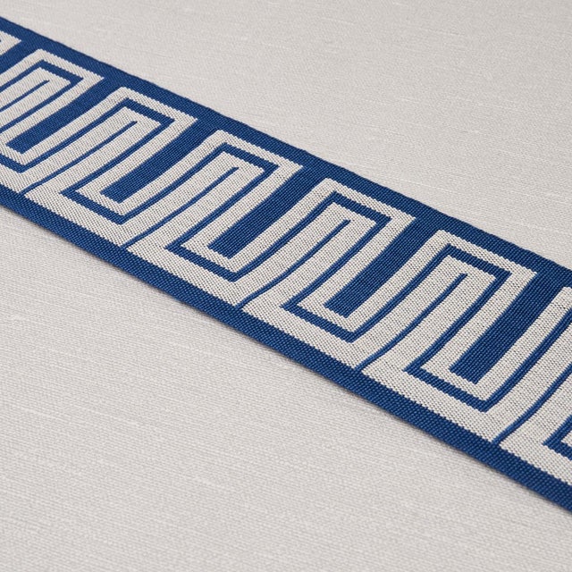 Schumacher Sample - Schumacher Zeus Indoor/Outdoor Tape, Navy For Sale - Image 4 of 5