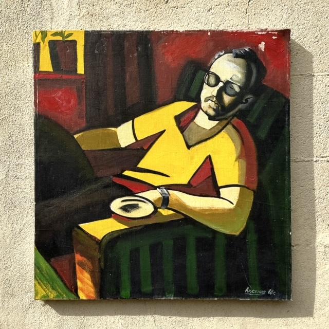 Vintage Boho Abstract Figural Oil Painting on Canvas For Sale - Image 4 of 8