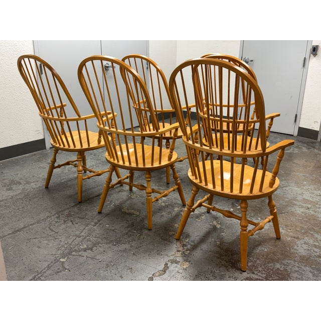 Vintage Habersham Plantation Windsor White Oak Chairs, Set of Six For Sale In San Francisco - Image 6 of 12