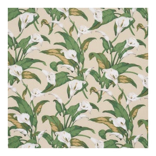Schumacher Arum Lilies Fabric in Parchment For Sale