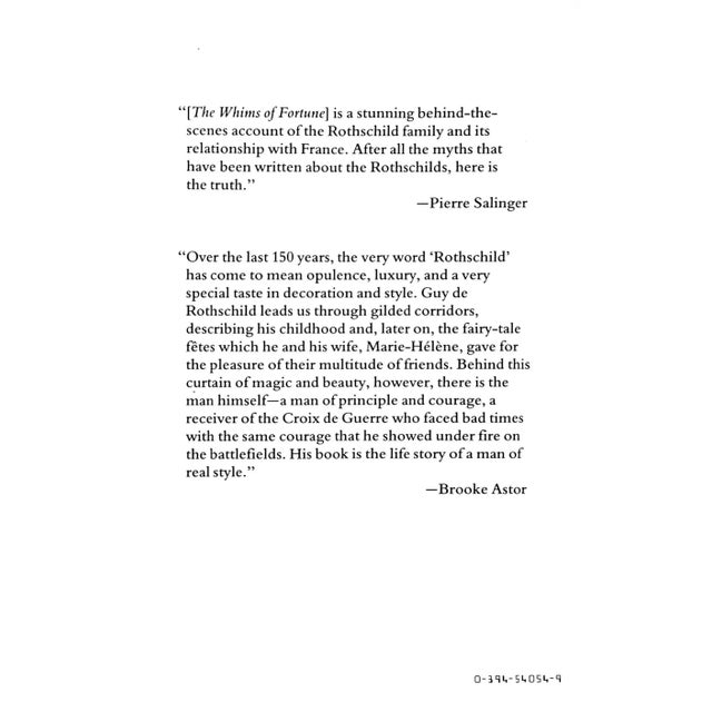 The Whims of Fortune: The Memoirs of Guy De Rothschild (Inscribed) For Sale - Image 10 of 12