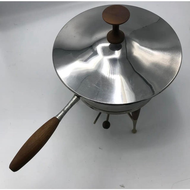 Mid-Century Modern 1960s Mid-Century Modern Ernest Sohn Attributed Atomic Age Stainless Steel & Teak Chafing Dish For Sale - Image 3 of 5