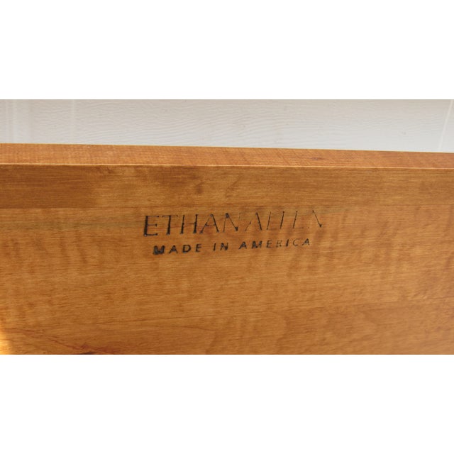 1980s Ethan Allen Sleigh Designer Queen Bed Carved For Sale - Image 10 of 10