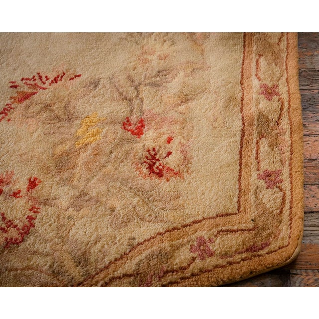 1920s Beige Cream Floral Neoclassical Knotted Antique European Savonnerie Rug For Sale In New York - Image 6 of 8