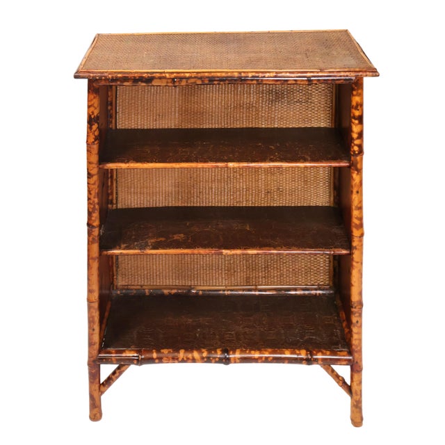 Late 19th Century Bamboo Bookcase with Rattan Top & Shelves, English, ca. 1880. The art of using bamboo in furniture...