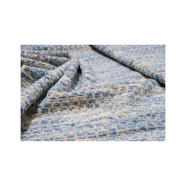 Textile Blue Hand Knotted Modern Wool Rug For Sale - Image 7 of 7
