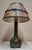 Table Lamp with Blue-Brown Marble Base and Handmade Fabric Shade, 1970s For Sale - Image 4 of 11