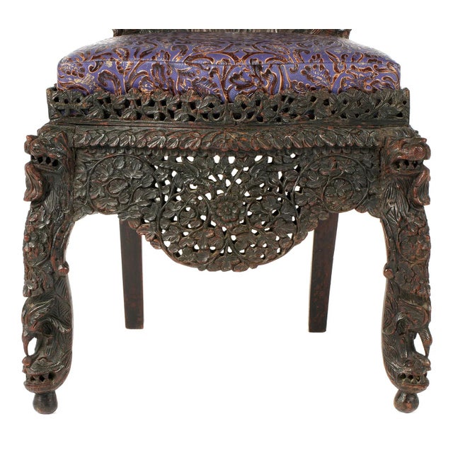 19th Century Anglo-Indian Reticulated Carved Chair For Sale In West Palm - Image 6 of 9