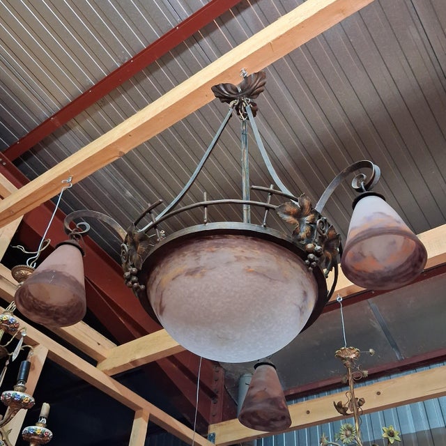 Art Nouveau Wrought Iron Chandelier by Degué, 1890s For Sale - Image 4 of 5