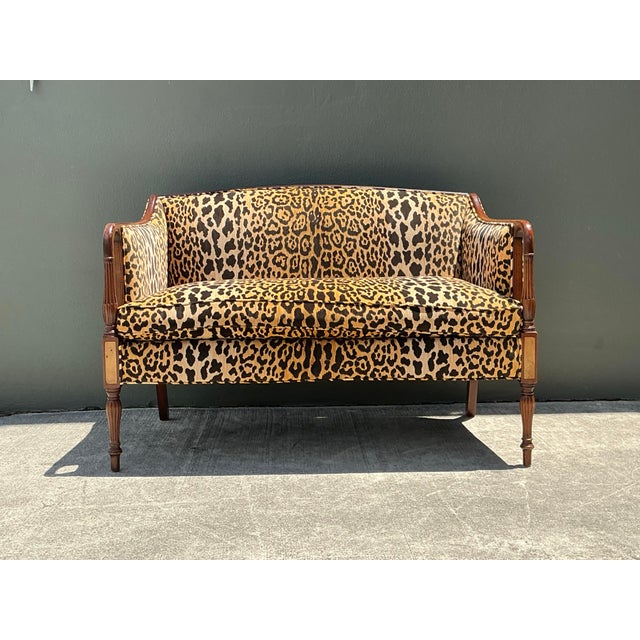 Vintage Regency Napoleon 111 Leopard Velvet Settee For Sale - Image 11 of 12
