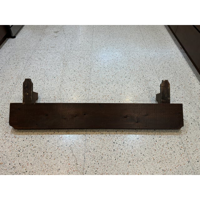 American Vintage Rustic Shelf or Mantle With Decorative Corbels For Sale - Image 3 of 8