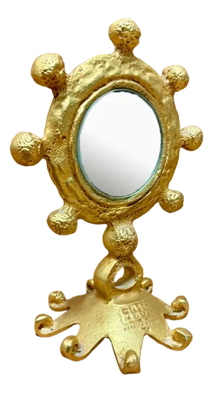 Casenove Mirror in Golden Metal