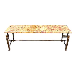 French Art Deco Steel and Marble Coffee Table C 1925 For Sale