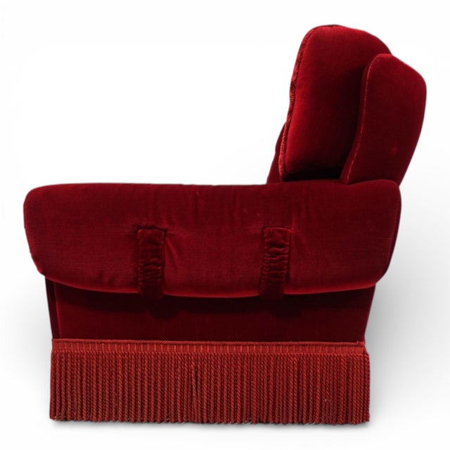 Textile Art Deco Hollywood Regency Red Lounge Chair, 1940s For Sale - Image 7 of 18