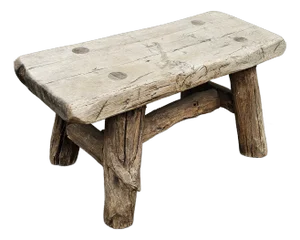 Mid 20th Century Early American Style Rustic Stretcher Pine Log Bench