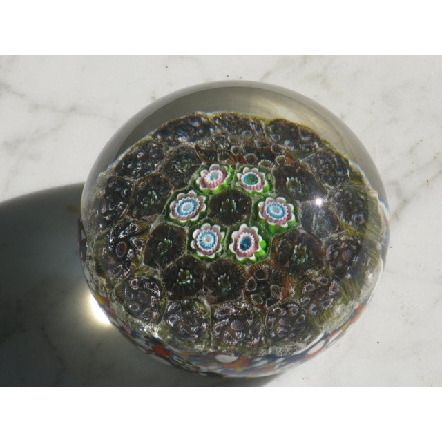 Late 20th Century Paperweight Vintage Millefiori Art Glass Hand Made For Sale - Image 5 of 16