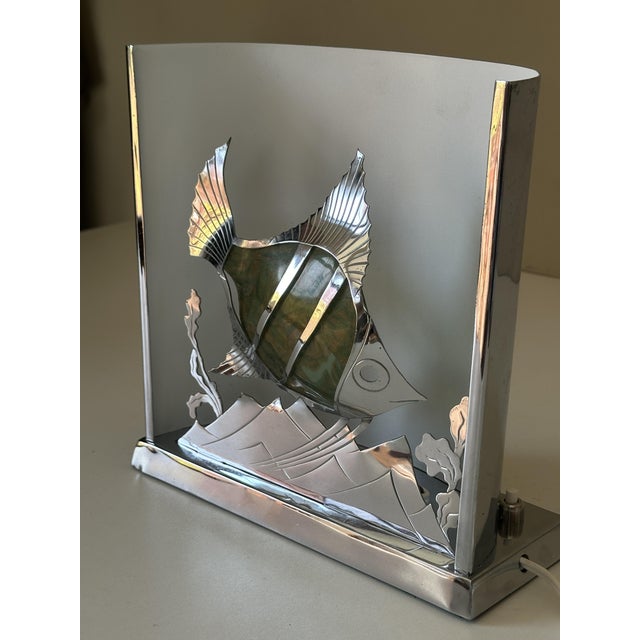 Silver Vintage Fish Lamp in Chrome-Plated Brass, 1950s For Sale - Image 8 of 18