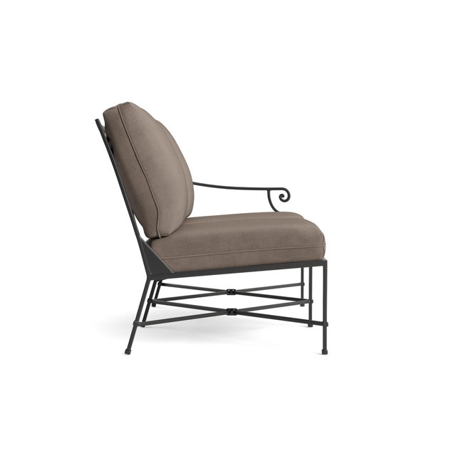 Contemporary Brown Jordan Venetian Right Arm Loveseat, Textured Pewter frame with Fusion Taupe fabric For Sale - Image 3 of 11