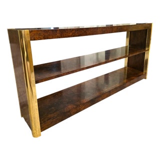 Mid 20th Century Beautiful Burl and Golden Brass Sideboard by Century Furniture, Attributed For Sale