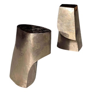 Limited Edition Lost Wax Casted Bronze Palm Side Tables by Vogel Studio, Set of 2 For Sale