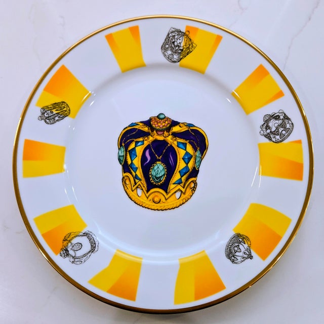 Vintage Neiman Marcus Royal Castle Gold Rim Porcelain Dessert Plates - Set of 4 For Sale - Image 10 of 14
