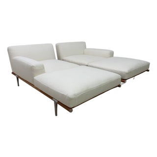 Let It Be Modular Fabric and Leather Daybeds for Poltrona Frau - A Pair For Sale