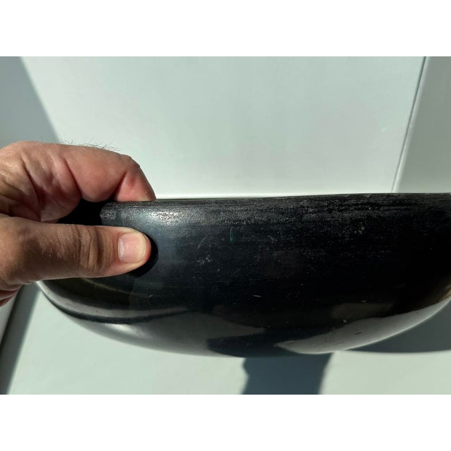 Large 12” wide, black-on-black pottery bowl dates from 1943-1946. This size of bowl is a quite rare find for collectors of...