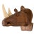 Large Hand Carved Wood Rhinoceros Head Wall Hanging For Sale