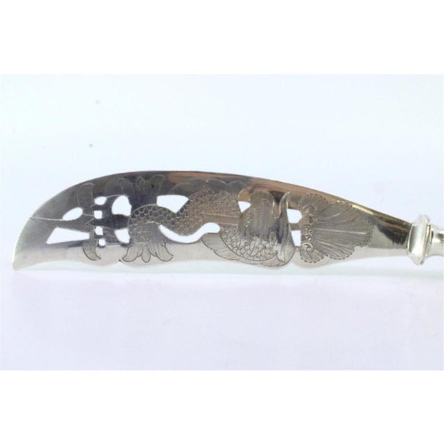 Silver Fish Knife with Engraved Fish and Crown Shape For Sale - Image 4 of 7