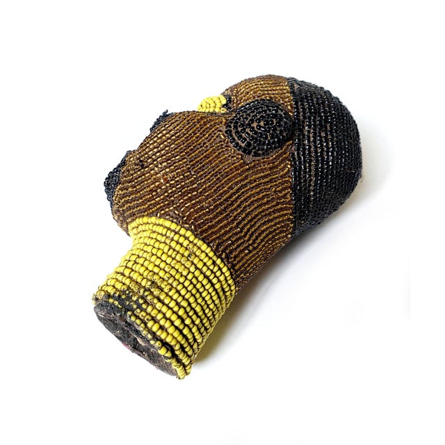 Stone Beaded Lucky Head Handmade From Benin. For Sale - Image 7 of 8