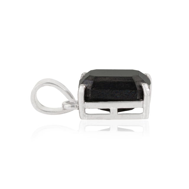 Modernist 2.69ct Emerald-Cut Black Diamond Solitaire Pendant in 14k White Gold For Sale - Image 9 of 13