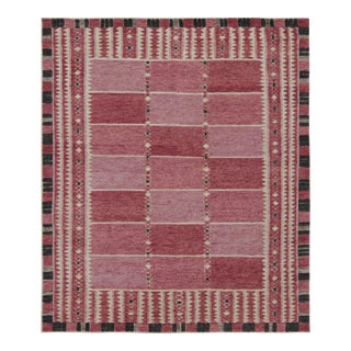 Rug & Kilim’s Scandinavian Style Rug with Pink Geometric Patterns - 12x16 For Sale