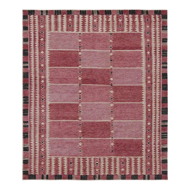 Rug & Kilim’s Scandinavian Style Rug with Pink Geometric Patterns - 12x16 For Sale