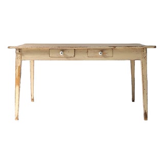 Painted Wood Farm Table with Tapered Legs, France, 1800s For Sale