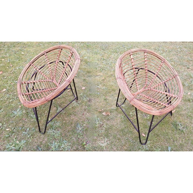 Mid-Century Bamboo and Iron Pod Chairs, 1960s, Set of 2 For Sale - Image 12 of 12