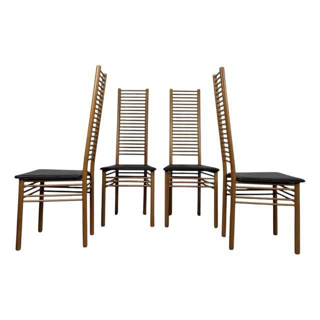 Ladder Back Dining Chairs, Italy, 1980, Set of 4 For Sale