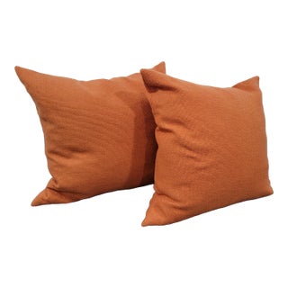 Feather Down Throw Pillows Newport Bright Orange, Made in Usa- Set of 2 For Sale