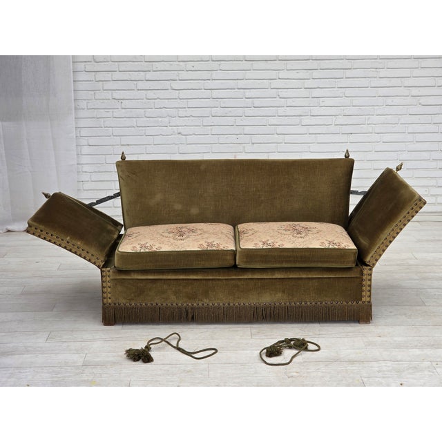 1970s Danish 2-Seater Spanish Drop Arm Sofa in Furniture Velour, 1970s For Sale - Image 5 of 18