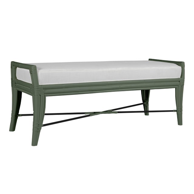 David Francis Malacca Bench - Evergreen For Sale - Image 4 of 6