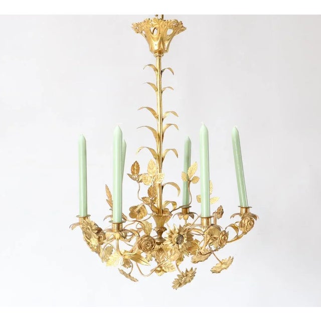 Gold Art Nouveau Chandelier in Gilt Brass, 1900s For Sale - Image 8 of 8