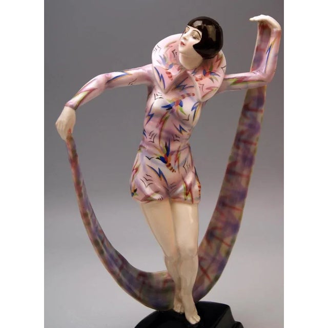 Blue Vienna Figurine Veil Dance Model 5570 by Stephan Dakon for Goldscheider, 1926, 1920s For Sale - Image 8 of 12