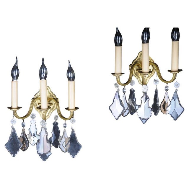 Vintage French Crystal Sconces, 1930s, Set of 2 For Sale - Image 14 of 14