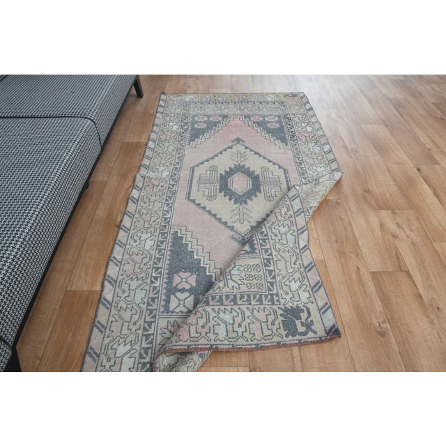 1970s Vintage Handmade Wool Cotton Turkish Pink Runner Rug For Sale In San Francisco - Image 6 of 10